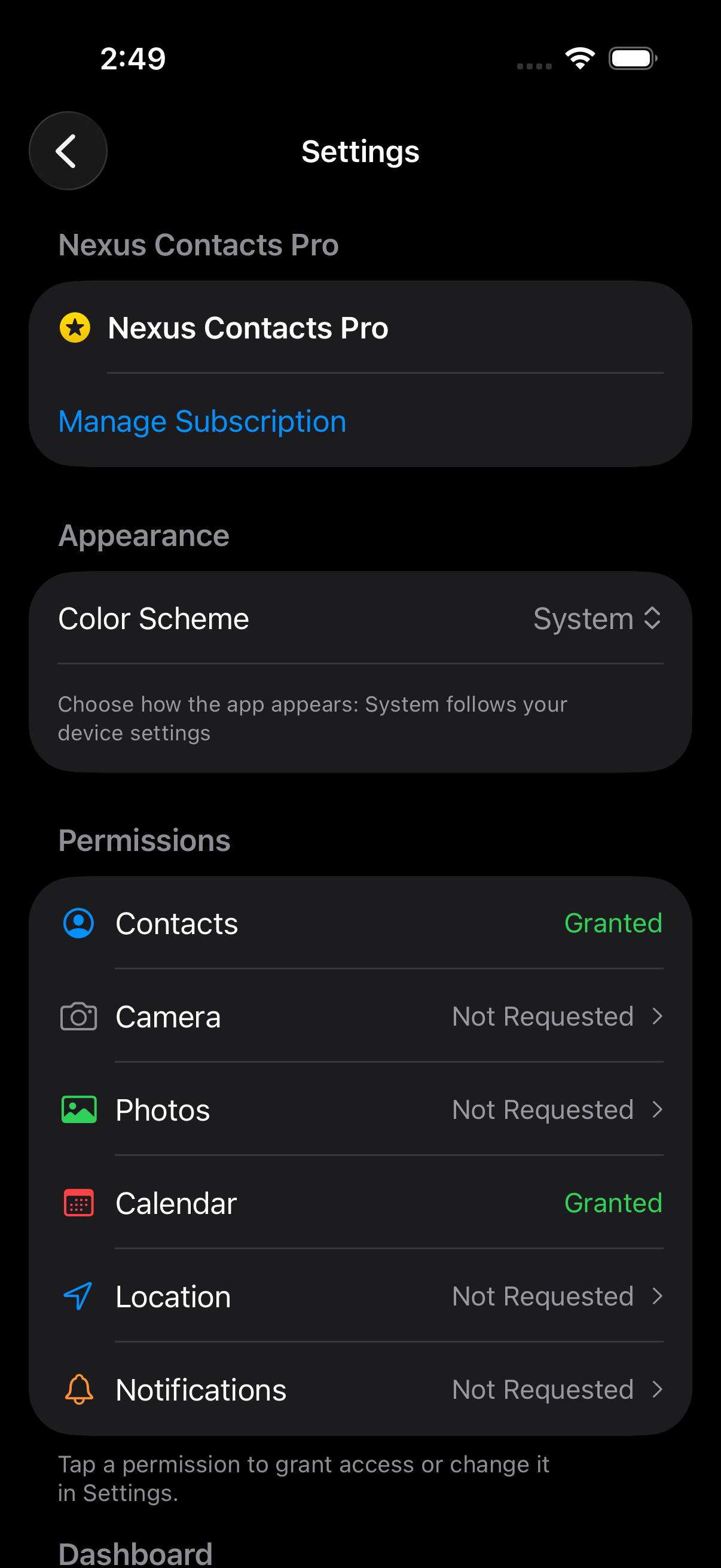 App settings and preferences