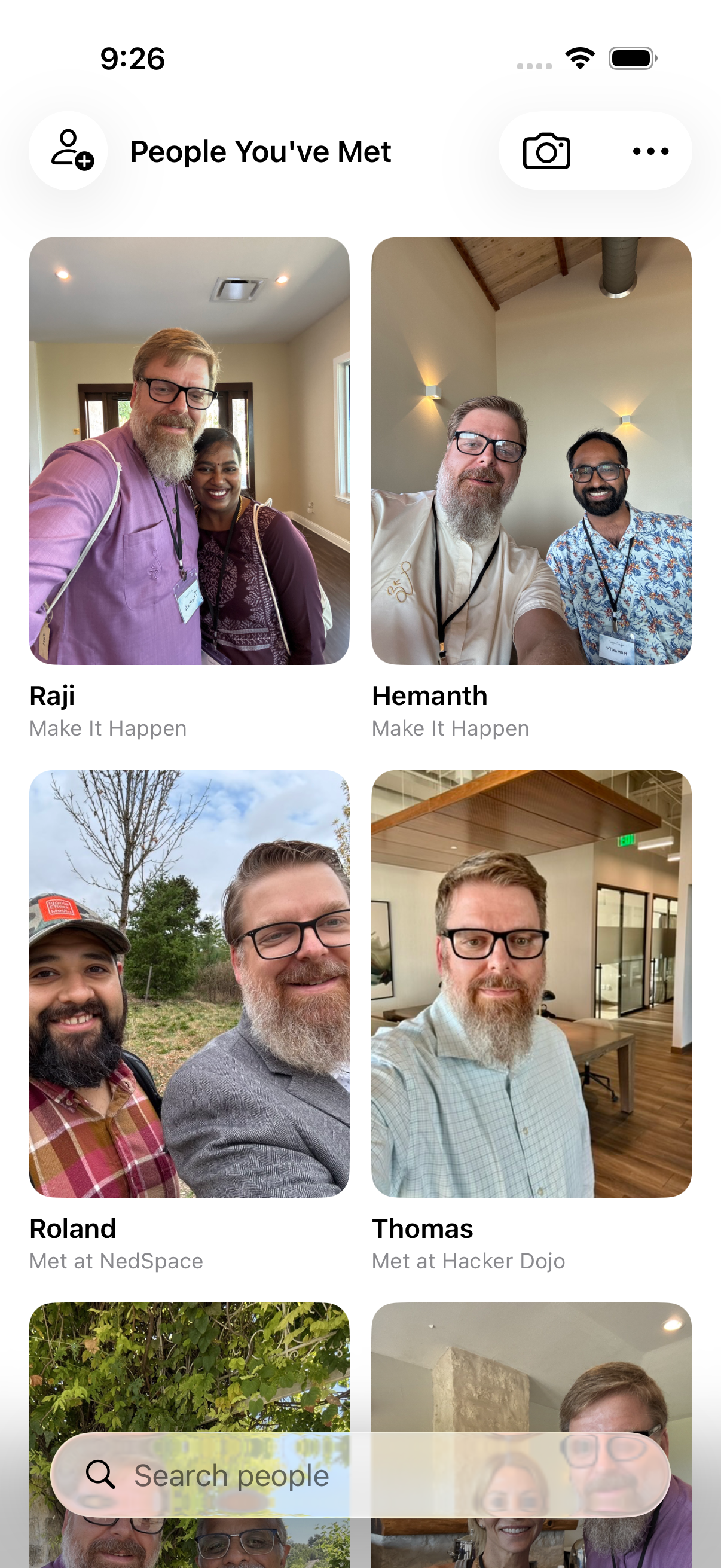 Your wall: everyone you've met, one face per tile