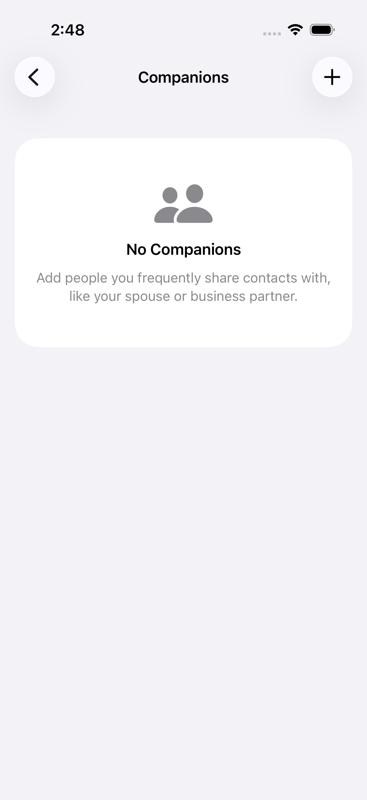 Companion contacts for sharing alongside your card
